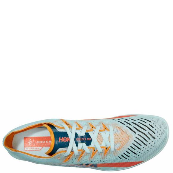 NEW HOKA men\'s cielo x md track spike shoes in blue glass/radiant yellow main image 5
